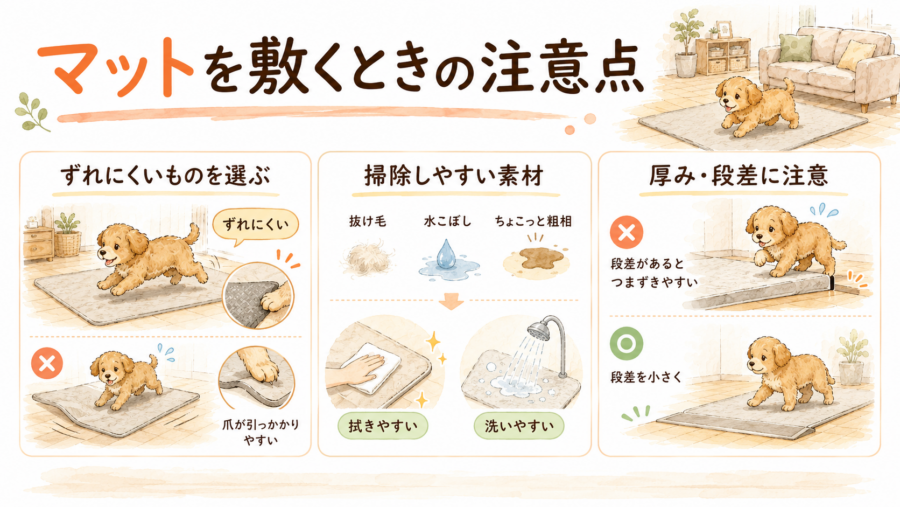 犬のすべり止めマットで注意したいこと