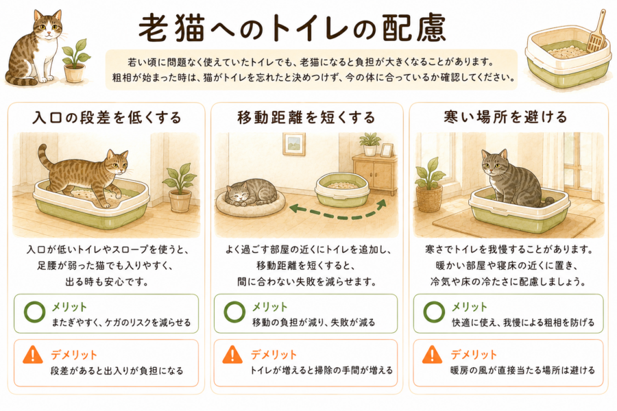老猫　トイレ　工夫　粗相