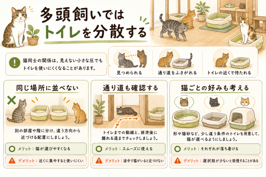 多頭飼い　猫トイレ　分散