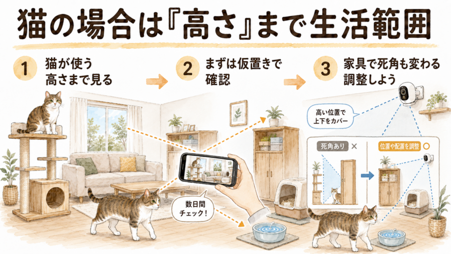 猫は高さを重視し、ペットカメラを考える必要があります。