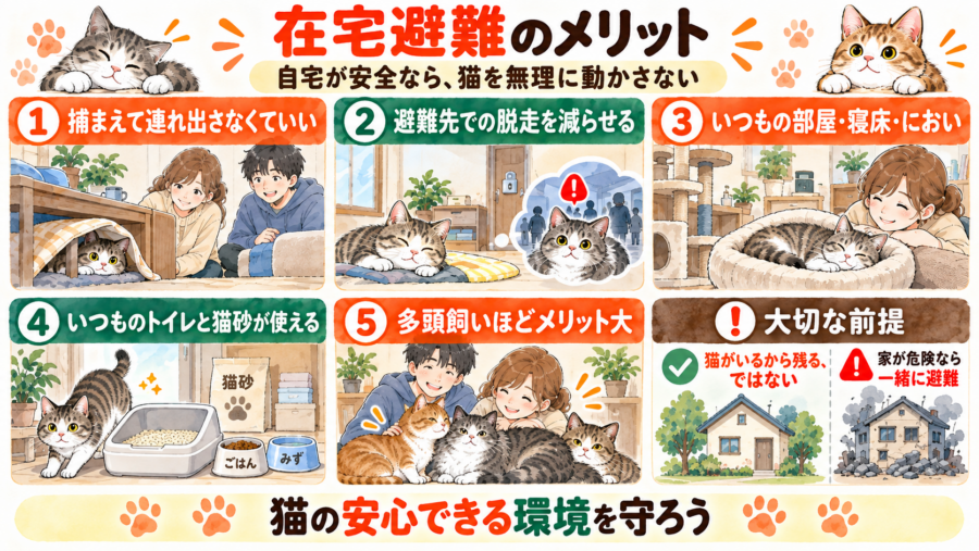 猫を飼っている場合は、強く在宅避難をお勧めしたい。その準備を今からしましょぅ。
