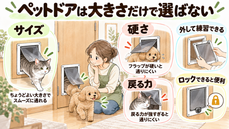 ペットドアはフラップ部分にも多くの注意点があります